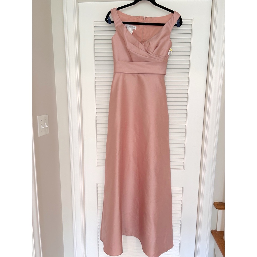 NWT Alfred Sung off the shoulder satin gown size 0